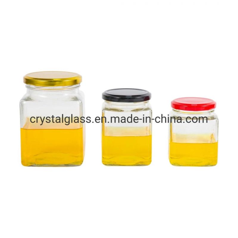 Hexagon Jam Honey Glass Jar with Deep Cap 180ml 280ml 380ml