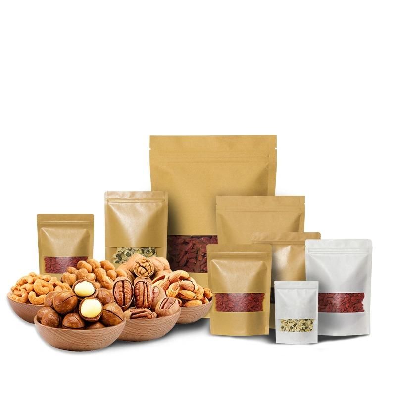 Customized Brown Kraft Paper Bags with Window Food Packaging Bag