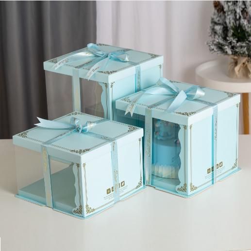 Wholesale Portable One-Piece Good Time Cake Box Melaleuca Square Birthday Pastry Cake Box Free Base and Logo Food Storage Cupcake Shaped Packaging Box with Hand