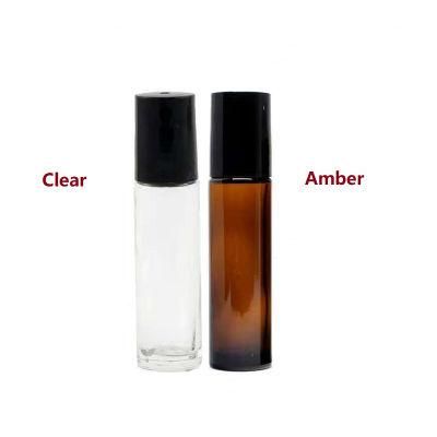 Clear Gold Perfume Bottle Roll on Glass Bottle Essential Oil Roller Bottles with Metal Roll Steel Ball with Aluminum Cap