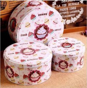 Round Tin Box Three-Piece Set Size Cookies, Cookies, Candy.
