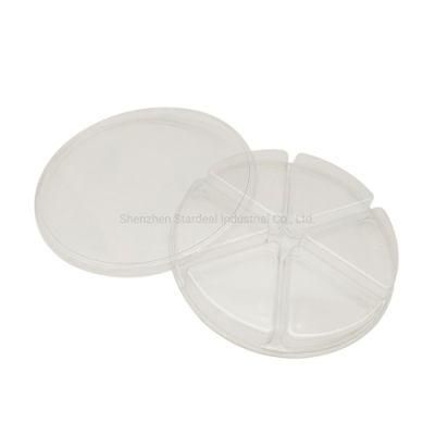 Disposable Fruit Candy Nuts Round 6 Plastic Compartment Tray with Lid