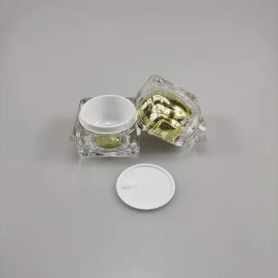 15g 30g 50g Square Gold Acrylic Eye Cream Jar Facial Cream Jar Empty Cosmetic Jar