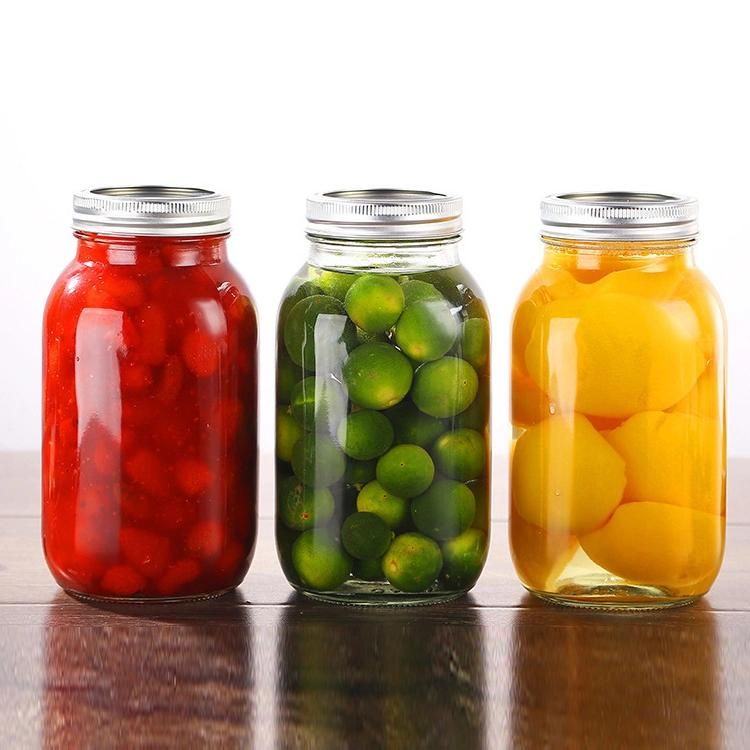 Empty Clear Food Glass Mason Jar for Pickle with Airtight 2-PC Lids