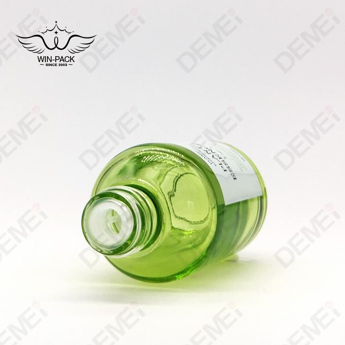 20/50/100/120ml 60g Cosmetic Skin Care Packaging Green Round Shoulder Toner Lotion Glass Dropper Bottle and Cream Jar