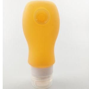 Wholesales BPA Free Silicone Travel Bottle Cosmetics Lotion Liquid Packing Tube with Sucker, Orange