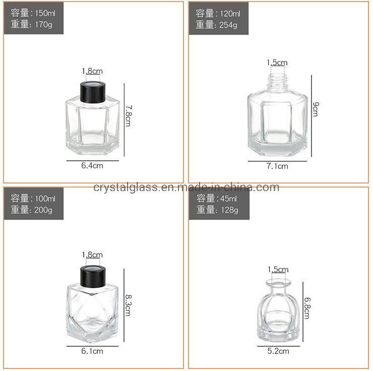Wholesale 50ml/100ml/150ml Transparent Glass Perfume Reed Aroma Diffuser Bottle