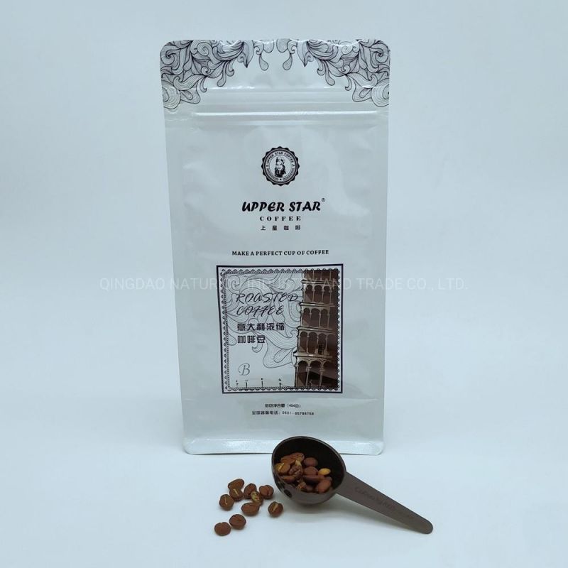 Quad Seal Kraft Paper Coffee Bag with Valve and Zipper