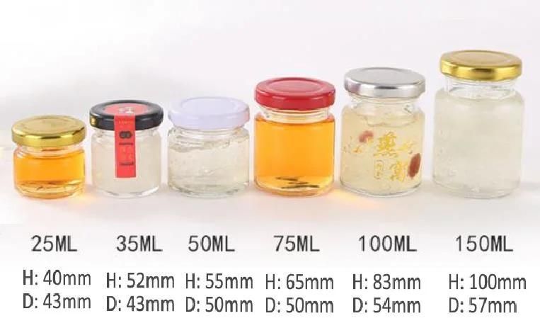 Mini Round Food Container Baby Food Package Recycled Clear Glass Spice Honey Jar