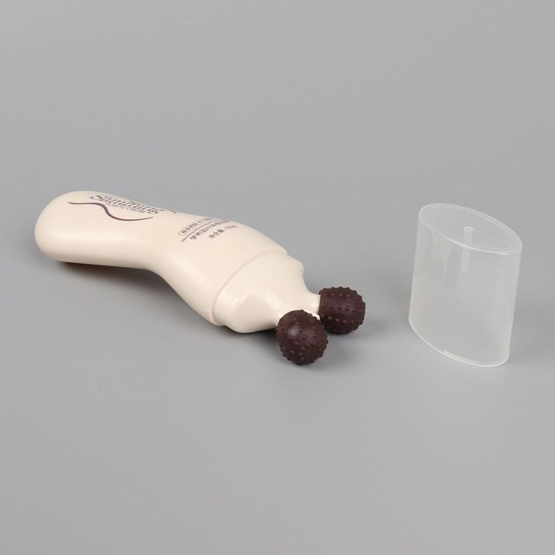 Plastic Cosmetic Tube with Two Massage Applicator Roller on Bottle for Face Neck and Body Products Usage