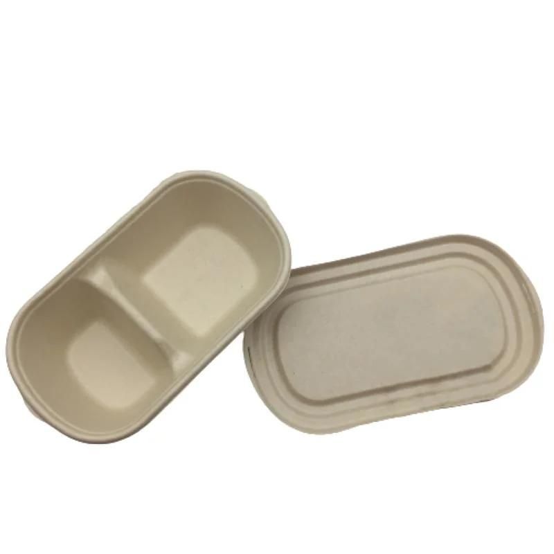 Rectangle 800ml 2 Compartment Food Container with Pulp Cover