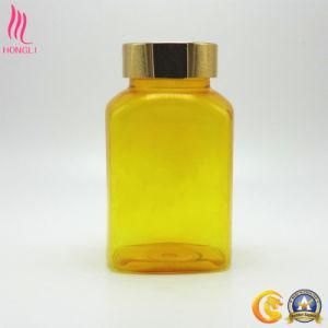Rectangle Amber Plastic Aluminum Cap Cosmetic Bottle