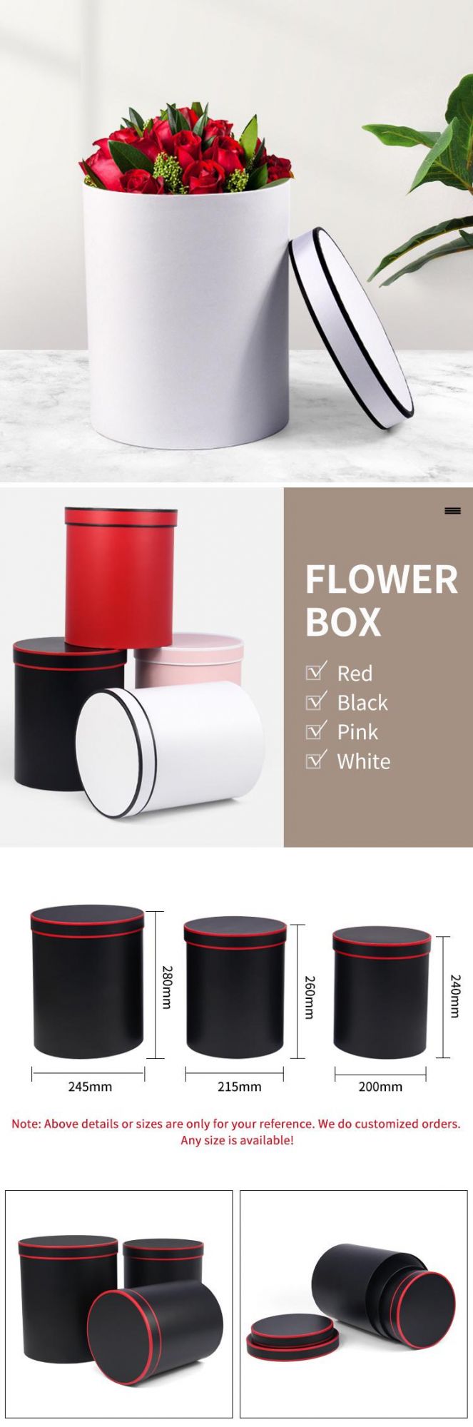 Firstsail Eco Friendly Luxury Cylinder Gift Box Packaging Wedding Bouquet Flower Valentine Big Paper Tube for Mother′s Day Birthday