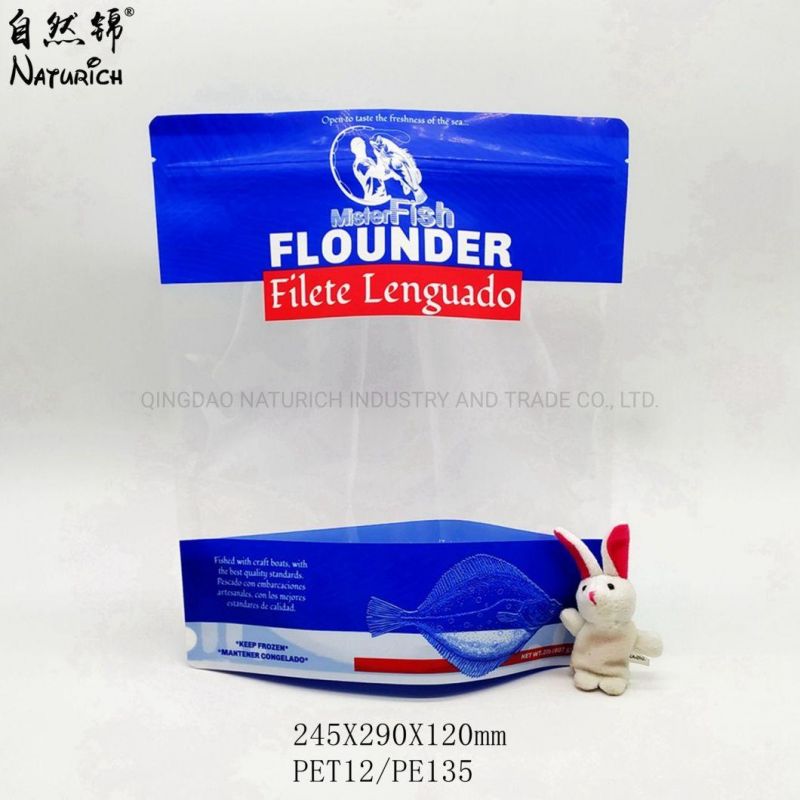 Digital Printing Stand up Zipper Bag for Seafood Transparent Plastic Packing Bag