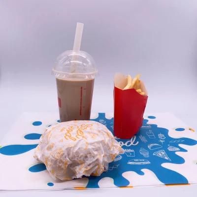 Custom Design Oil Proof Sheet Grease Proof Paper Grease Proof Sheet for Street Food Burger Sandwich Wrapping