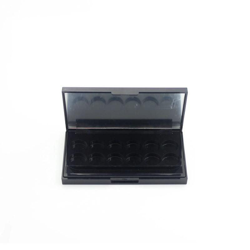 Factory Supply Customize 12 Hole Black Makeup Palette Paper Packaging Box Eye Shadow Case