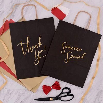 Printed Black Brown White Paper Packaging Shopping Gift Bag