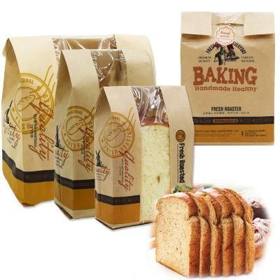 Eco Friendly Manufacturer Custom Logo Toast Food Sandwich Printed Packaging Bakery Bread Kraft Paper Bag with Window