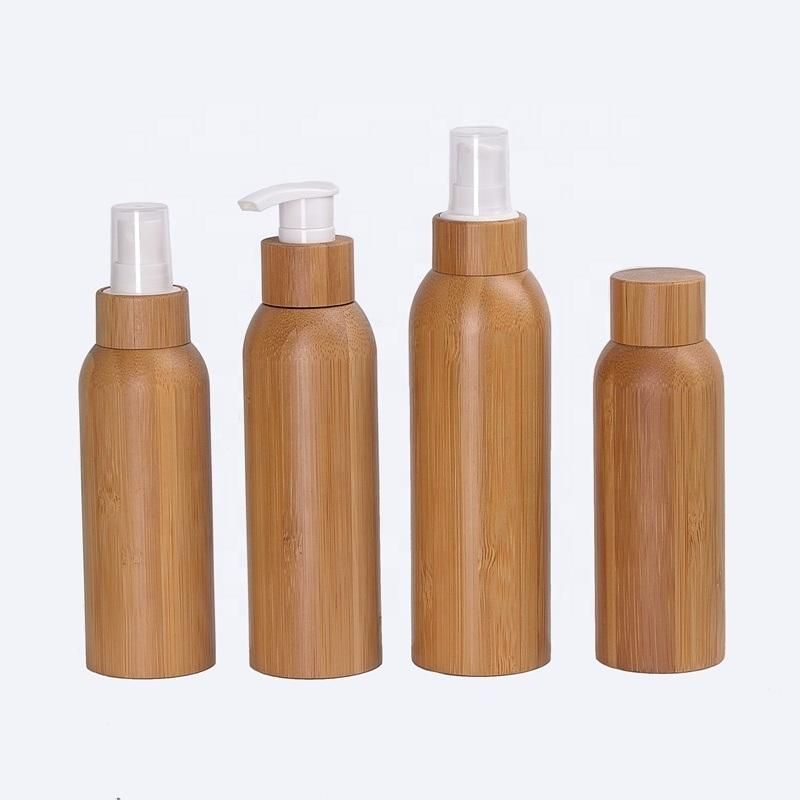 Bamboo Cosmetic Bottles with Bamboo Fine Sprayer Lotion Pump