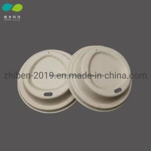 80mm Disposable and Biodegradable Sugarcane Bagasse Pulp Paper Coffee Cup Lid Covers