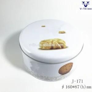 Dongguan Customer Printing Round Biscuit Tin Box with BSCI