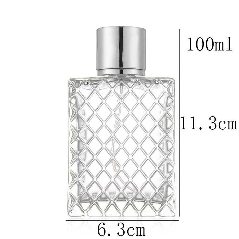 100ml Big Square Glass Perfume Bottles Empty Spray Atomizer Portable Refillable Bottle Clear Travel Fashion Bottle