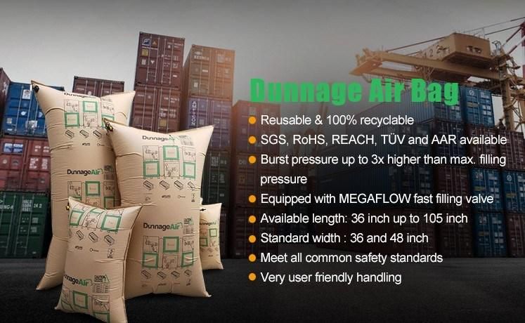 Recycle Brown Kraft Paper Air Bags Brown Container Gap Inflatable Kraft Paper Dunnage Bag