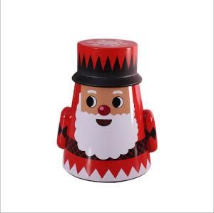 Hot Sale Santa Shape Biscuit Tin Can Cookie Tin Box for Christmas Gift