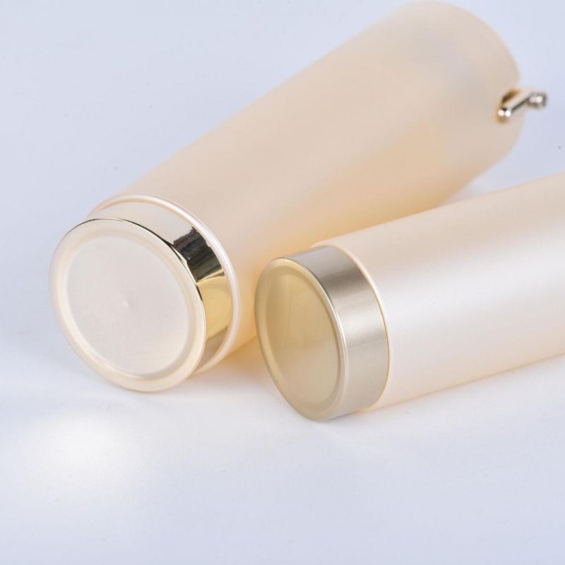 Cylinder Acrylic 30ml 15ml Airless Pump Lotion Plastic Bottle Gold