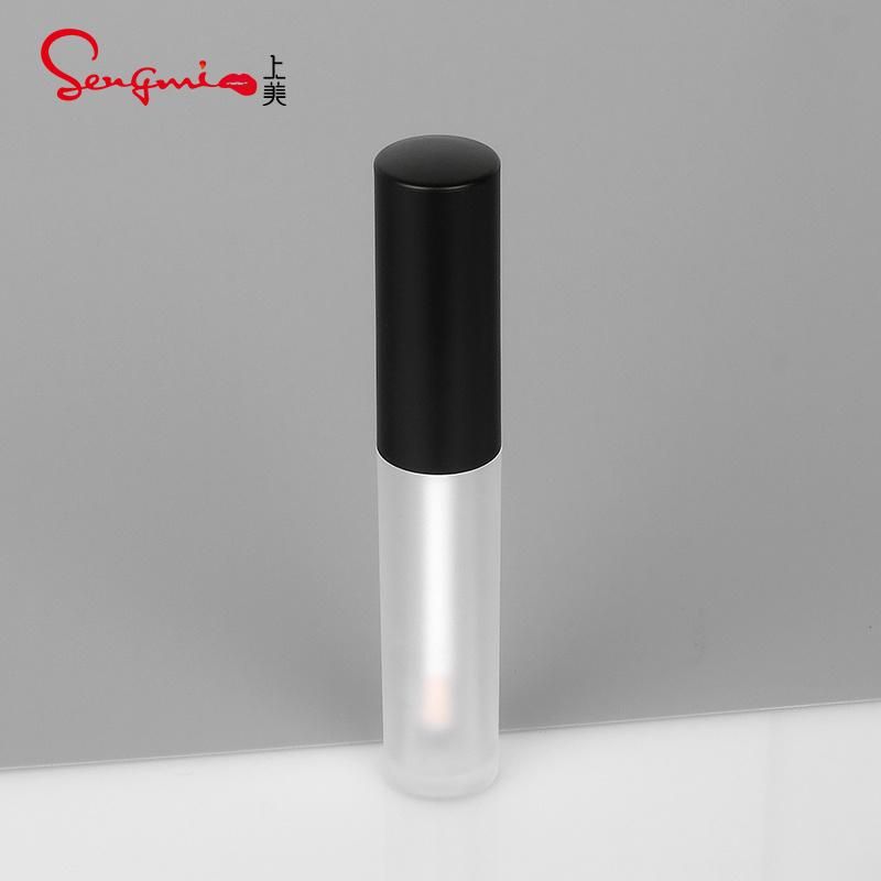 Hot Sale 2.5ml Matt Black Top Clear Tubes Plastic Lip Gloss Packaging Lip Gloss Tubes Black Lip Gloss Tube with Black Wands