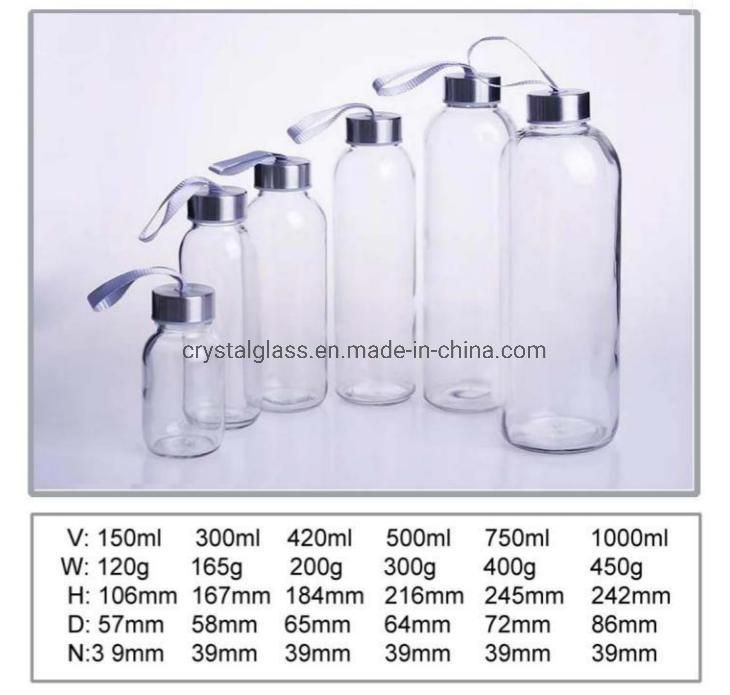 500ml Food Grade Mineral Water Drinking Glass Bottle with Bamboo Lid