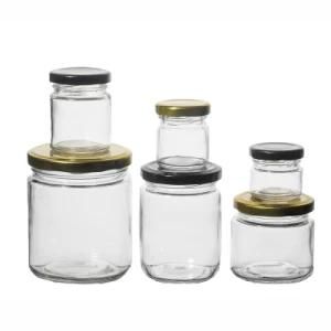 Hot Sale 100ml 150ml 240ml 350ml 500ml Flint Screw Top Metal Lids Honey Jam Empty Round Glass Jar Packaging
