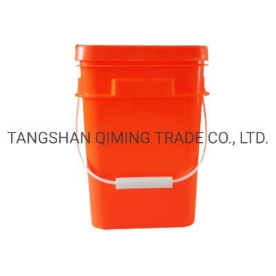 China Manufacture 5 Gallon 20 Litre Plastic Square Buckets Food Grade Plastic Buckets with Lid and Handle