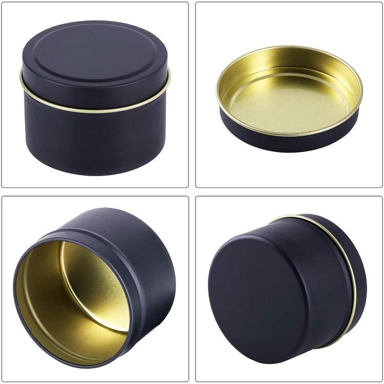 5oz 150ml Round Black Aluminum Metal Container Can Candle Tin Jar for Spices Crafts Salve Candies Tea Cream