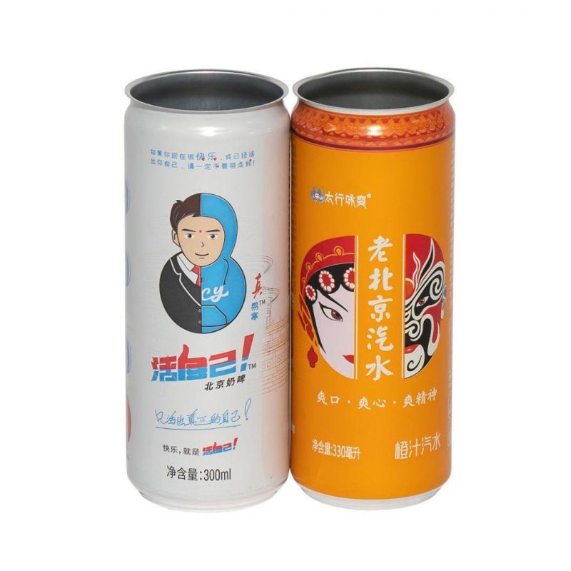 Print Sleek 330ml Aluminum Beverage Cans with 202 Sot Can Ends for Beer and Carbonated Soft Drinks