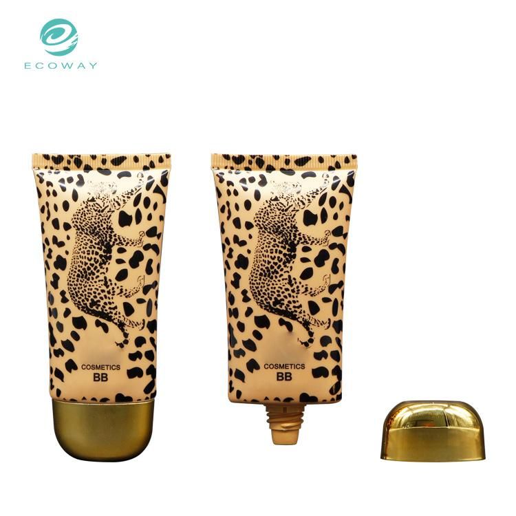 Gold Plating Screw Cap Leopard Pattern Offset Printing Tube Body Bb and Cc Cream Plastic Packaging Tube