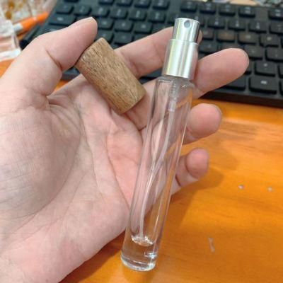 10ml 15ml Empty Perfume Bottle Thick Glass Mist Atomizer with Wood Cap Sustainable
