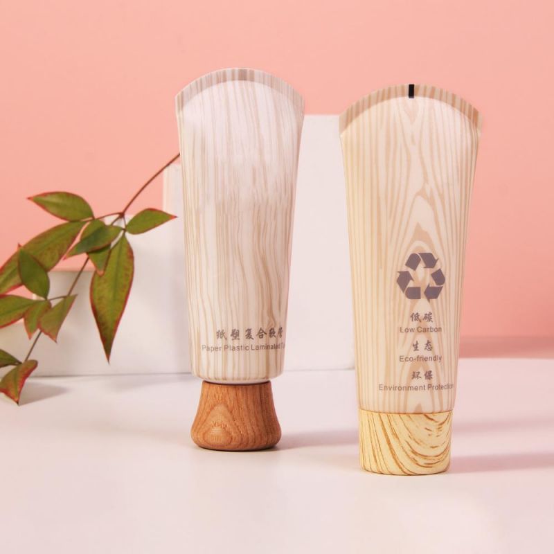 Eco-Friendly Paper Plastic Laminated Cream Tube with Wooden Cap