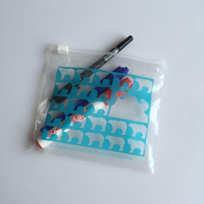 Custom Printed LDPE Plastic Slider Reclosable Bag for Stationery Storage