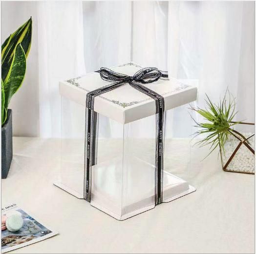 Wholesale Square Cupcake Packing Box Three-in-One Transparent Window Pet Plastic Paper Barbie Baking Wedding Birthday Party Tall Clear Cake Shaped Packaging Box