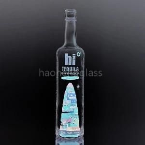 Screen Printing Empty White Screw Cap Vodka 750ml Glass Bottles