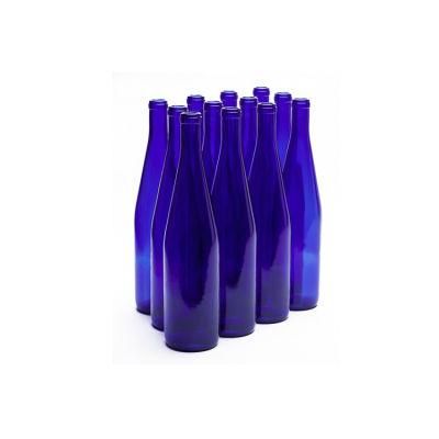 High Quality 375 Ml Glass Liquor Cobalt Blue Stretch Hock Wine Bottles