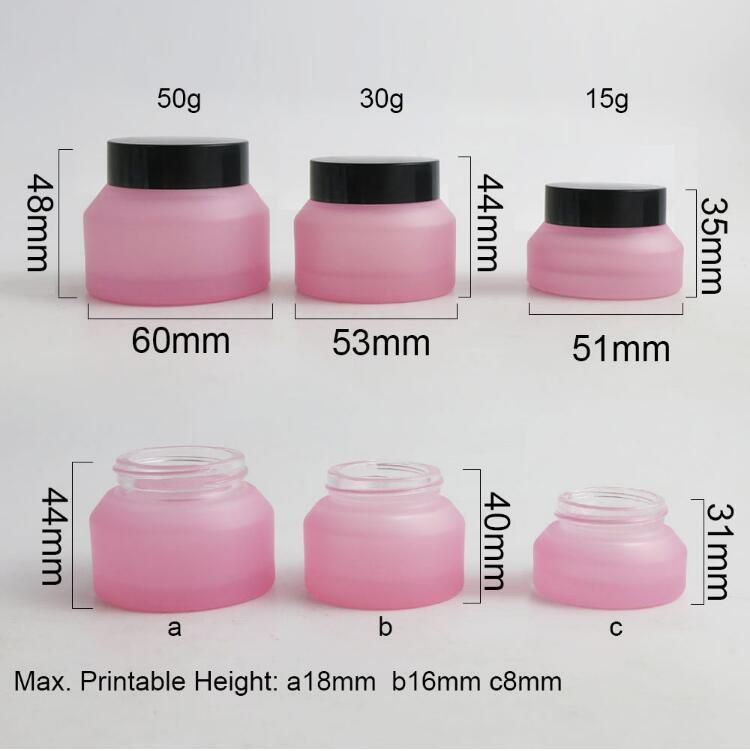 15g 30g 50g Pink White Make up Glass Jar with Black Lids Seal 1oz Container Cosmetic Packaging, 15g Glass Skin Care Pot