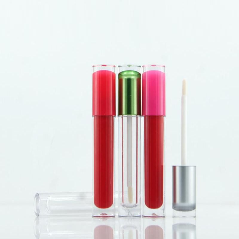 Custom Logo High Quality 5ml Pink Red Clear Liptint Bottle Empty Lip Gloss Packaging Tube with Brush