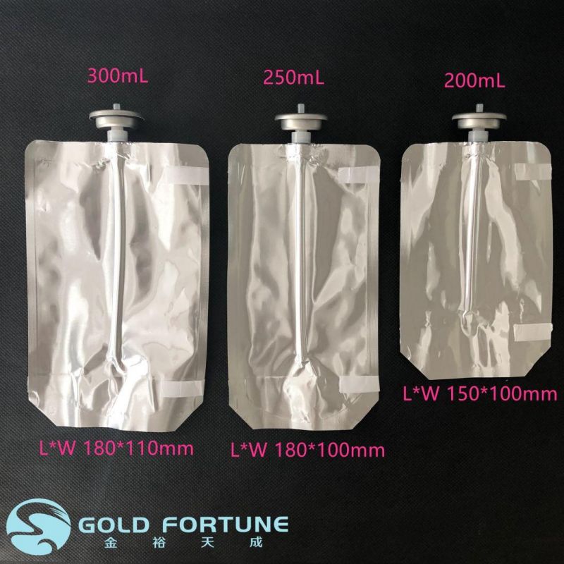 China Aluminum-Plastic Gold Fortune Standard Export Carton Packing Aerosol Can Bag on Valve