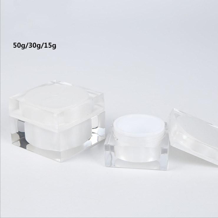 Square Cream Bottle Thick Wall Acrylic Plastic Jar Cosmetics Packaging