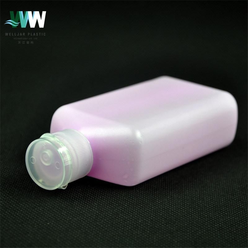 120ml PE Pink Flip Top Cover Empty Flat Square Bottle