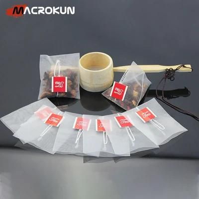 Heat Sealing Nylon Pyramid Tea Filter Bags Handle Disposable Tea Bags for Loose Tea