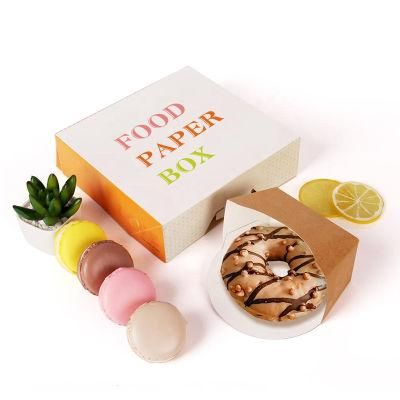 Custom Logo Printed Snack Doughnut Food Storage Gift Paper Box for Desserts Packing