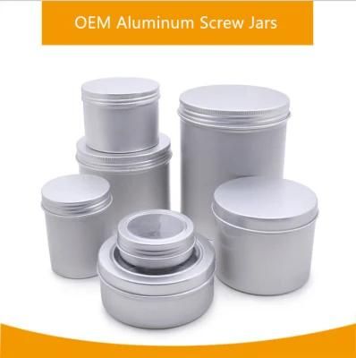 Empty Aluminium Cosmetic Pots Container Jar Tins Clear Top View Window Tin Can Aluminum Cosmetic Jar with Custom Box